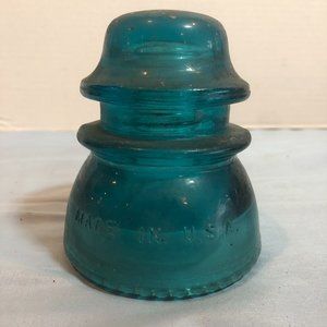 VINTAGE 42 Hemingray Aqua Blue Glass Insulator #F50